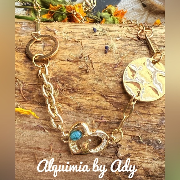 Alquimia Gold and Turquoise Necklace - Picture 1 of 3